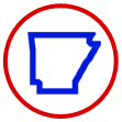 Icon image outlining the state of Arkansas